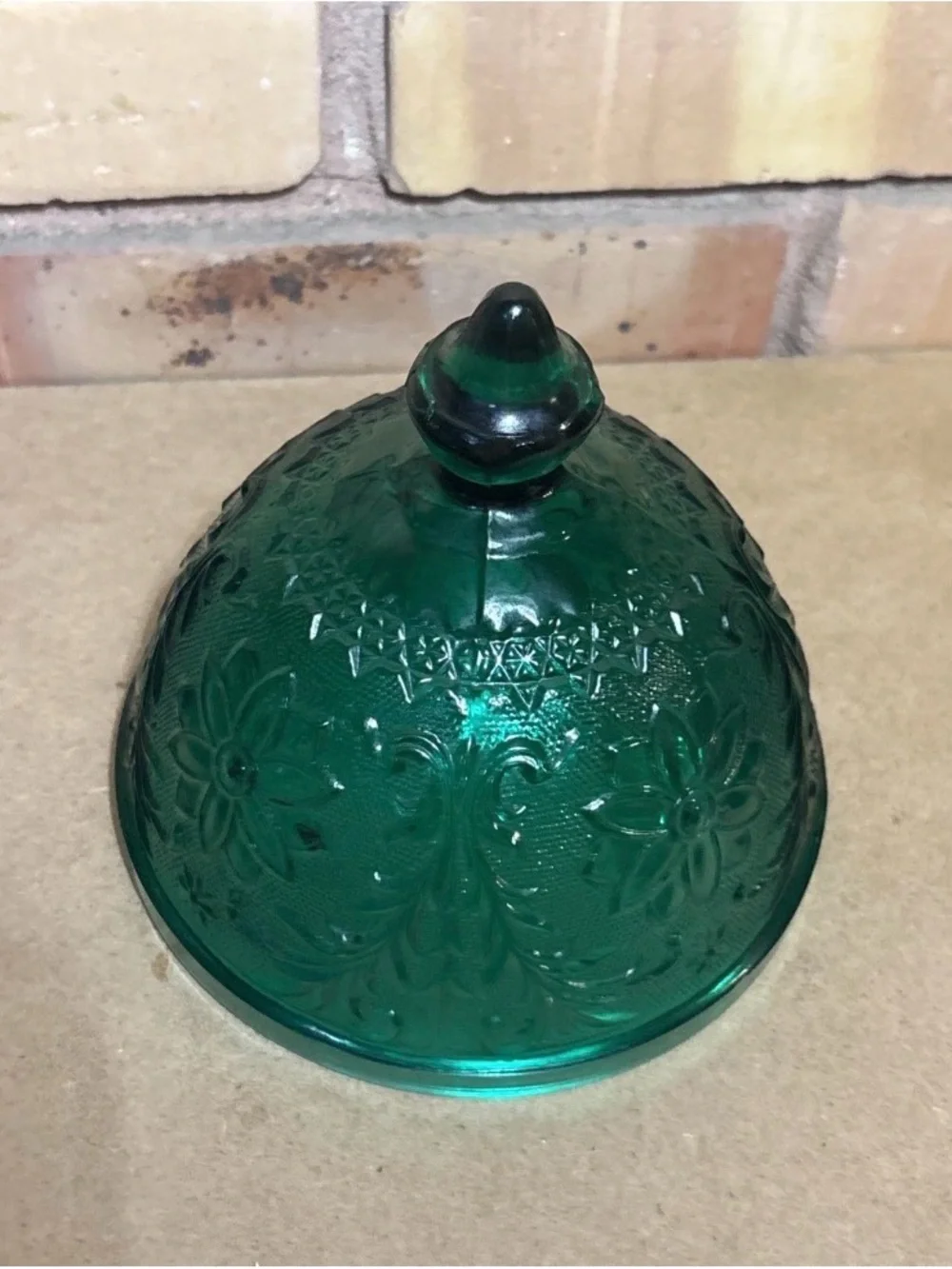 Indiana Glass Tiara Chantilly Green Dome Covered Butter Dome Only